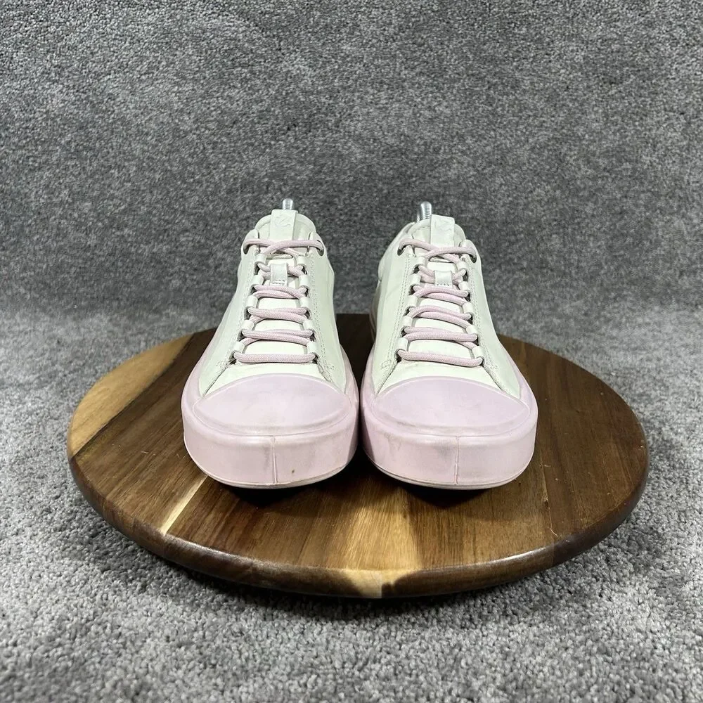 ECCO Flexure T-Cap Low Woman’s Size 39 White Rose Pink Leather Shoes No Insoles